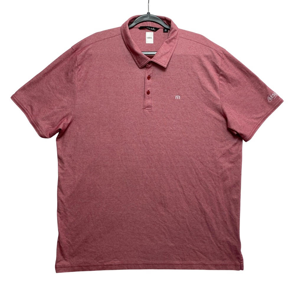 Travis Mathew Polo Shirt Mens 3XL Red Heathered Pima Cotton Blend Short Sleeve